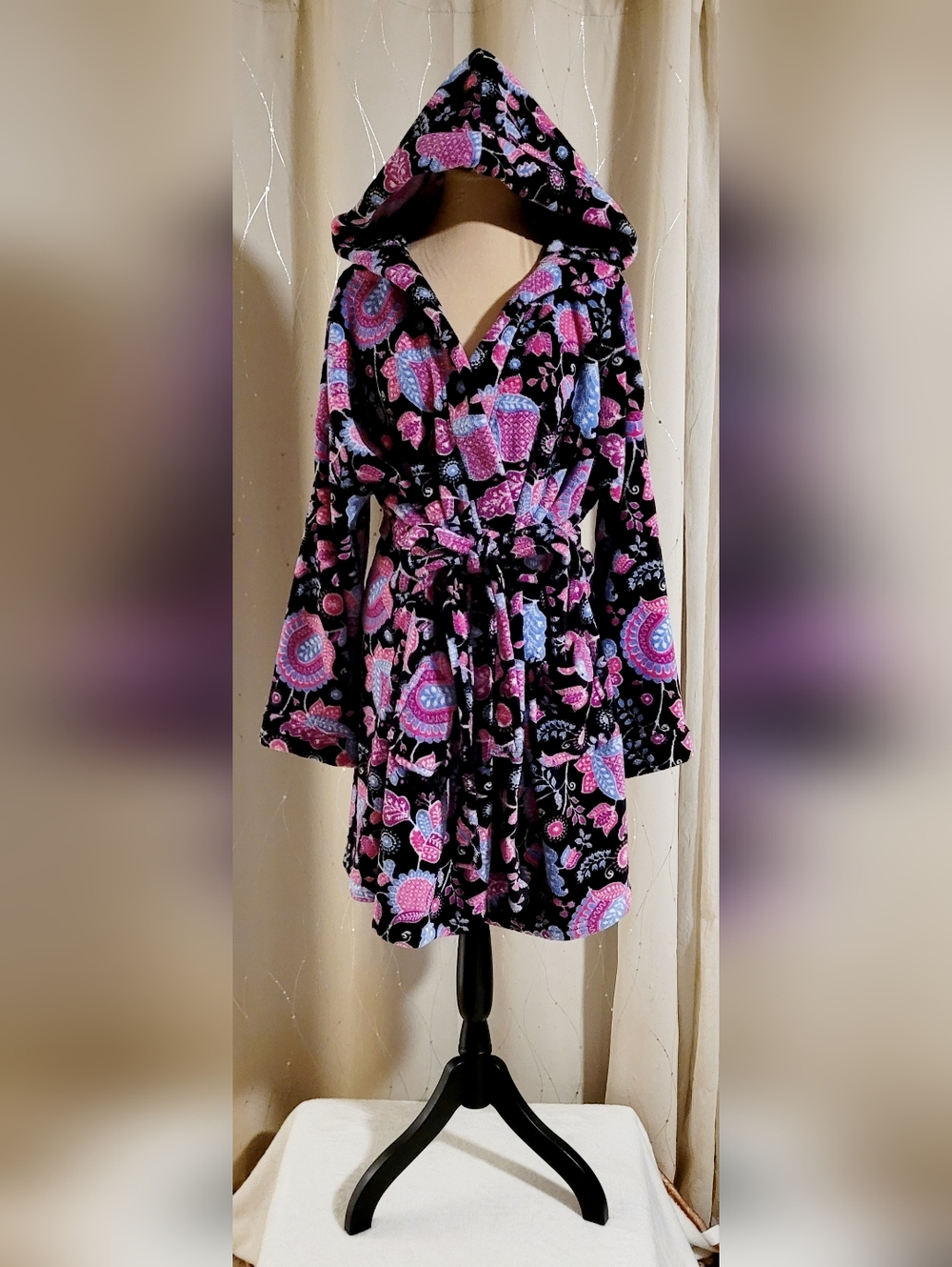 Vera Bradley Alpine Floral Hooded Fleece Plush Robe L/XL